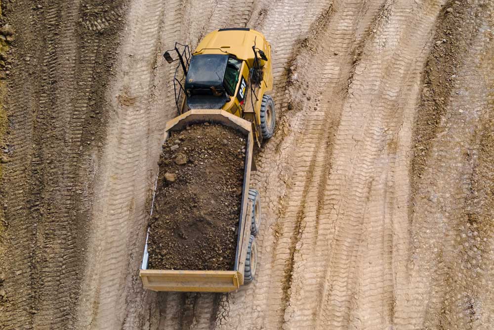 overhead view of soil compactor
